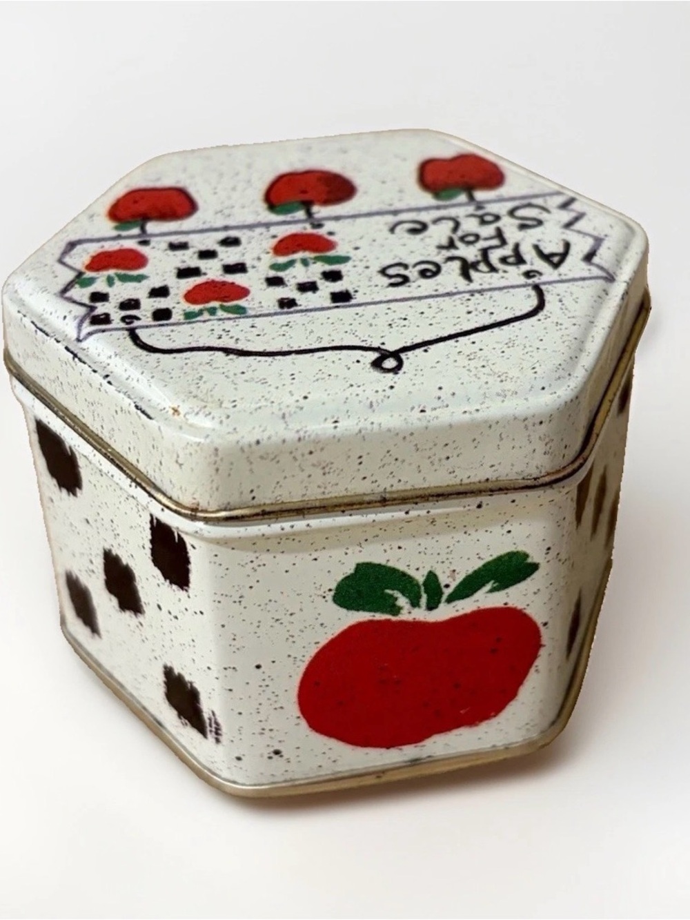 Vintage 90s Country Farmhouse Apple Tin with Candle